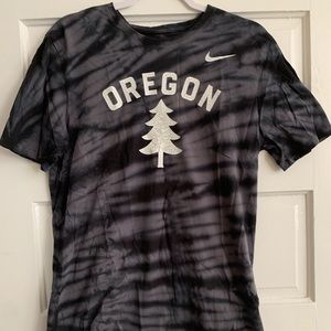 Black and grey tye dye Nike Oregon shirt